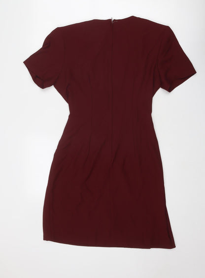 Braemar Womens Red Polyester Shift Size 8 V-Neck Zip