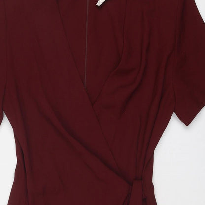 Braemar Womens Red Polyester Shift Size 8 V-Neck Zip