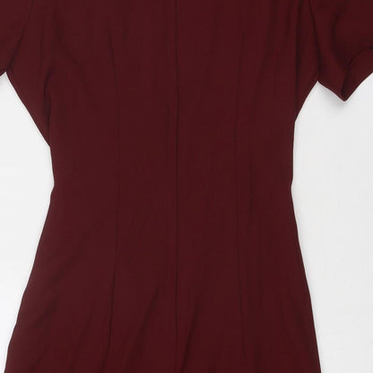 Braemar Womens Red Polyester Shift Size 8 V-Neck Zip