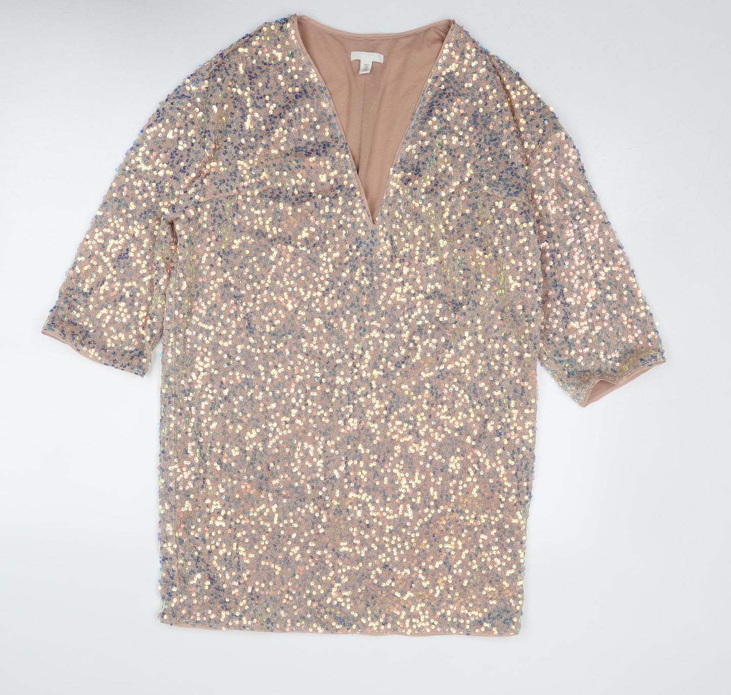 H&M Womens Multicoloured Polyester A-Line Size S V-Neck Pullover