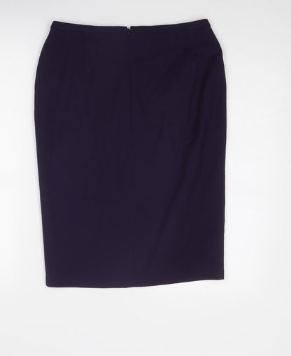 Marks and Spencer Womens Purple Polyester A-Line Skirt Size 10 Zip