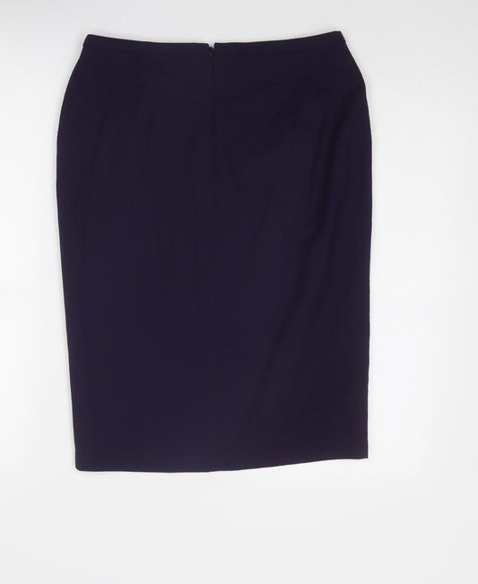 Marks and Spencer Womens Purple Polyester A-Line Skirt Size 10 Zip