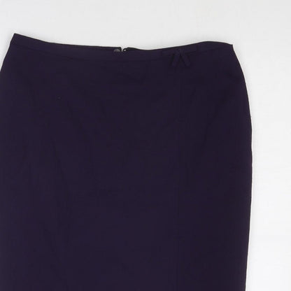 Marks and Spencer Womens Purple Polyester A-Line Skirt Size 10 Zip