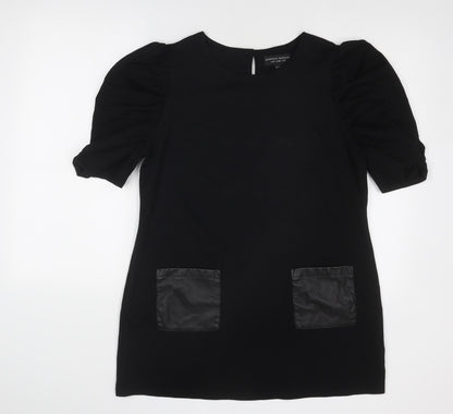 Dorothy Perkins Womens Black Viscose A-Line Size 14 Round Neck Zip