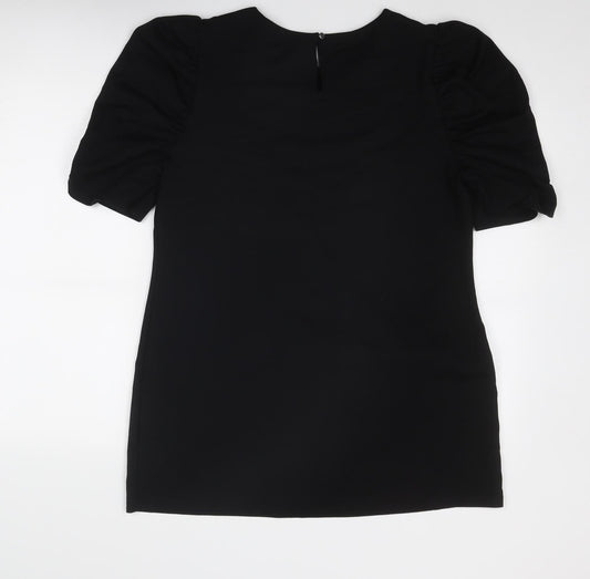Dorothy Perkins Womens Black Viscose A-Line Size 14 Round Neck Zip