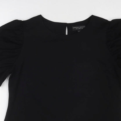 Dorothy Perkins Womens Black Viscose A-Line Size 14 Round Neck Zip