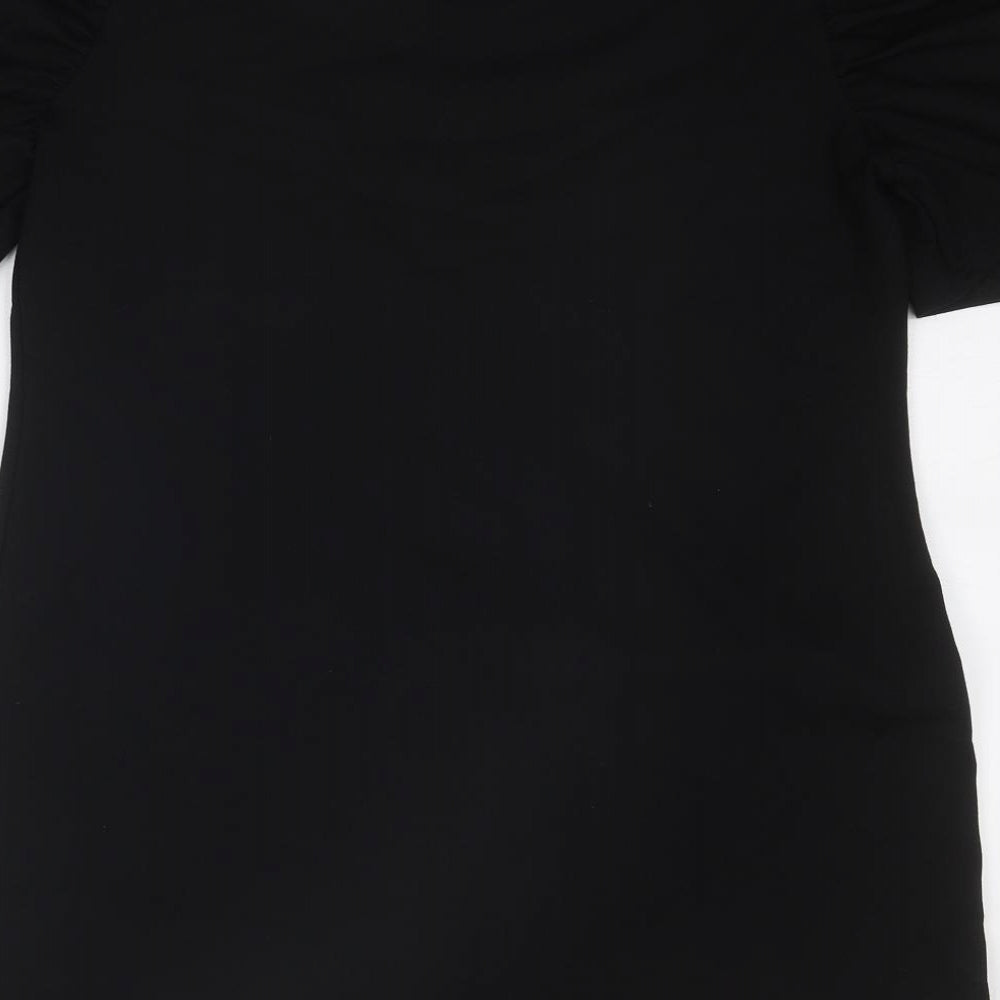 Dorothy Perkins Womens Black Viscose A-Line Size 14 Round Neck Zip