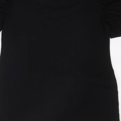 Dorothy Perkins Womens Black Viscose A-Line Size 14 Round Neck Zip
