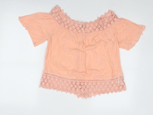 Miss Selfridge Womens Pink Viscose Basic Blouse Size 12 Boat Neck