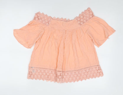 Miss Selfridge Womens Pink Viscose Basic Blouse Size 12 Boat Neck