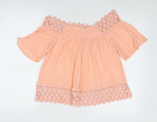 Miss Selfridge Womens Pink Viscose Basic Blouse Size 12 Boat Neck