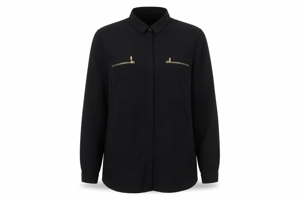 Womens UK Size 10 South Black Basic Button-Up