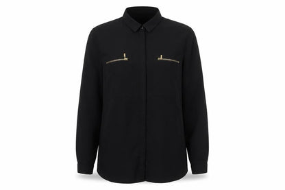 Womens UK Size 10 South Black Basic Button-Up