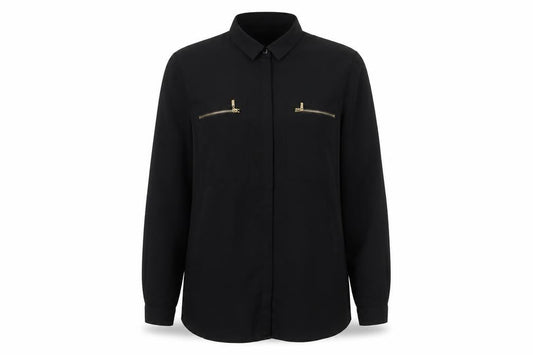 Womens UK Size 10 South Black Basic Button-Up