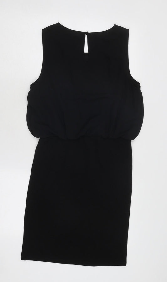 VILA Womens Black Polyester A-Line Size S Round Neck Button