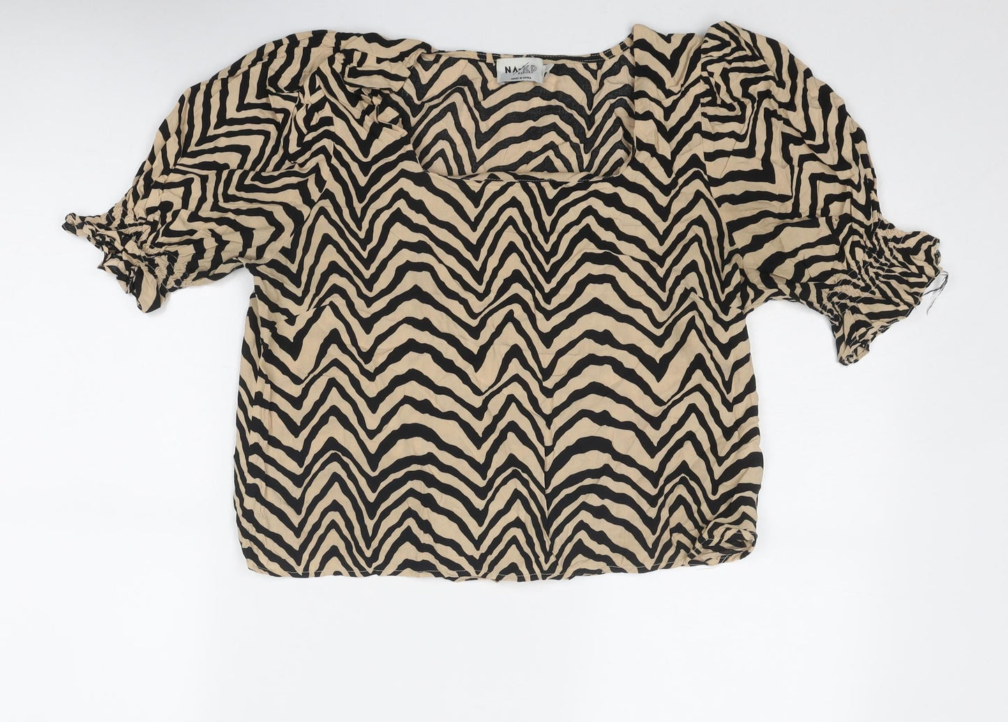 Womens UK Size 10 NA-KD Beige Basic T-Shirt