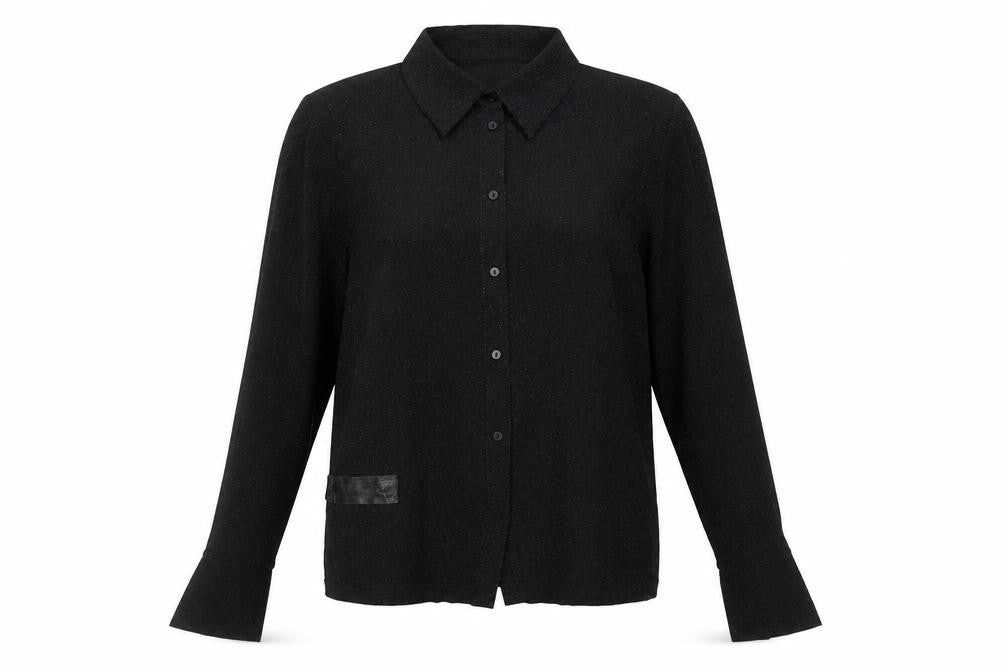Womens UK Size L Mango Black Basic Button-Up