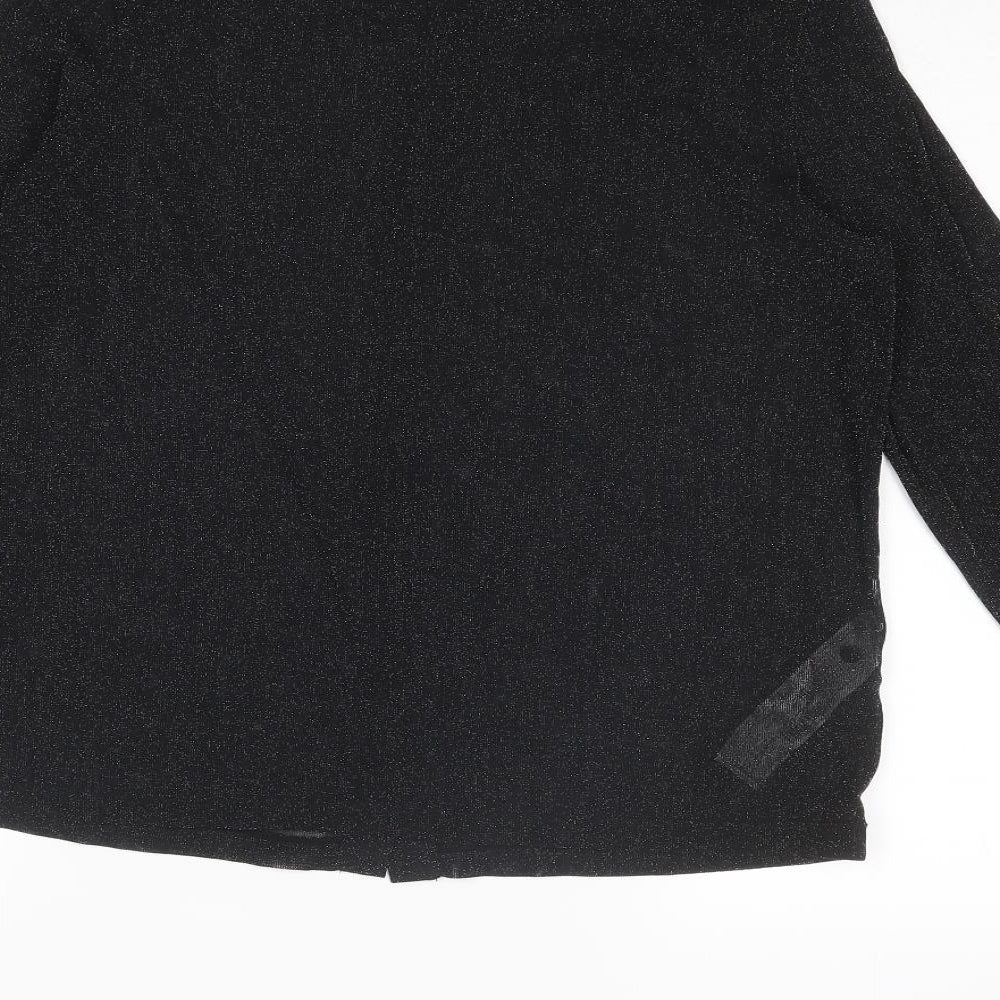 Womens UK Size L Mango Black Basic Button-Up