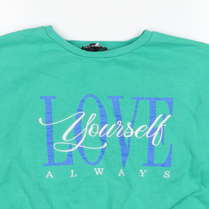 New Look Girls Green Cotton Pullover Sweatshirt Size 14-15 Years Pullover - Love Yourself