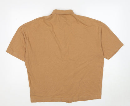 ASOS Mens Brown Cotton Button-Up Size S Collared Button