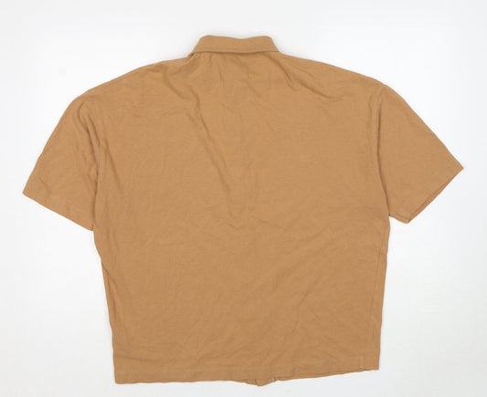 ASOS Mens Brown Cotton Button-Up Size S Collared Button