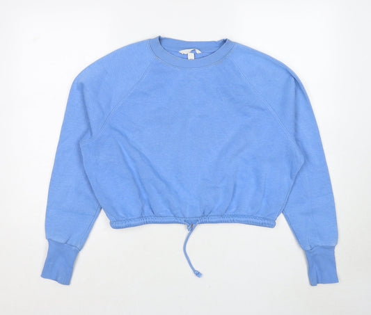 H&M Womens Blue Cotton Pullover Sweatshirt Size S Pullover - Drawstring Waist