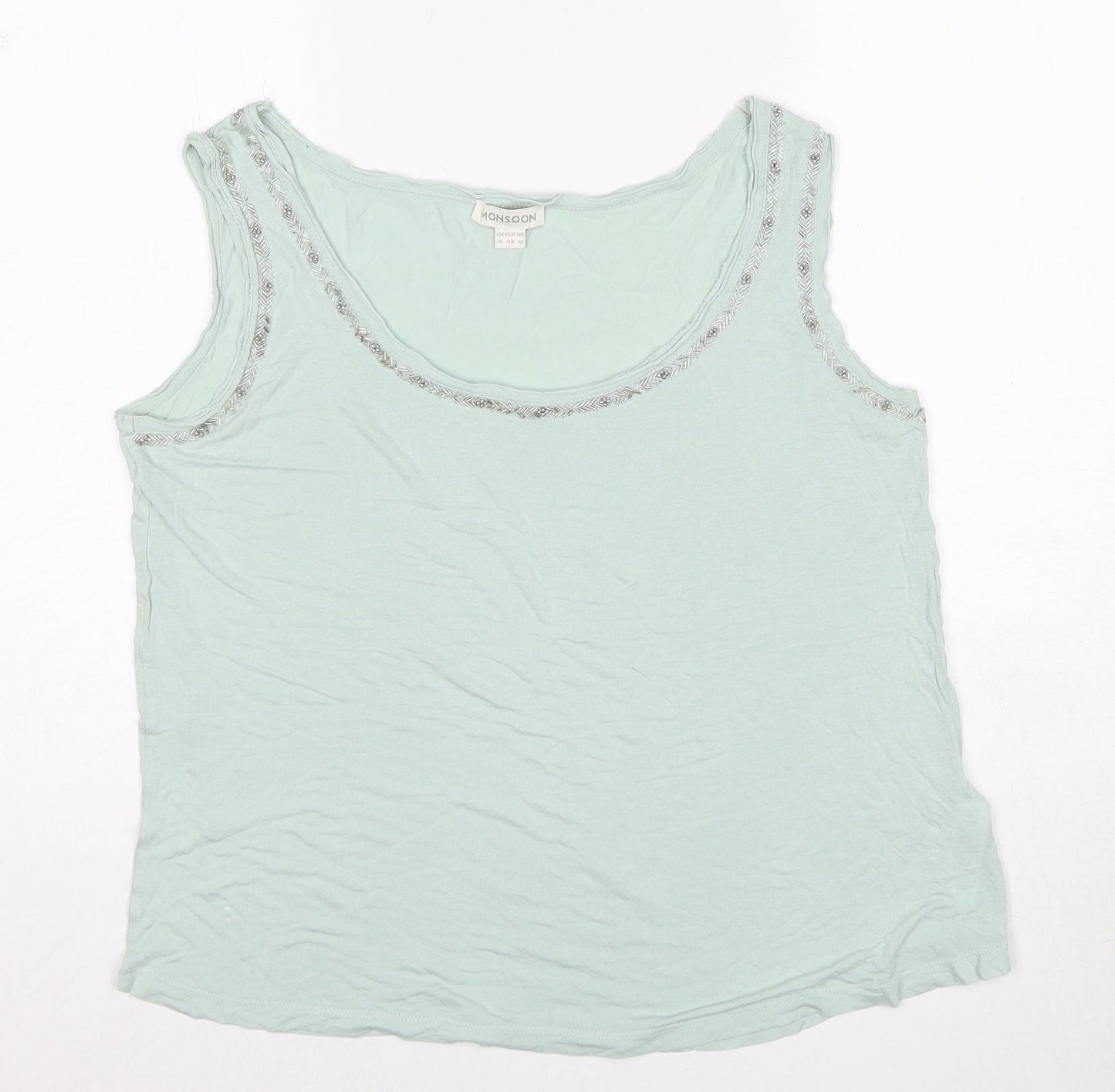 Womens UK Size 16 Monsoon Green Basic Tank
