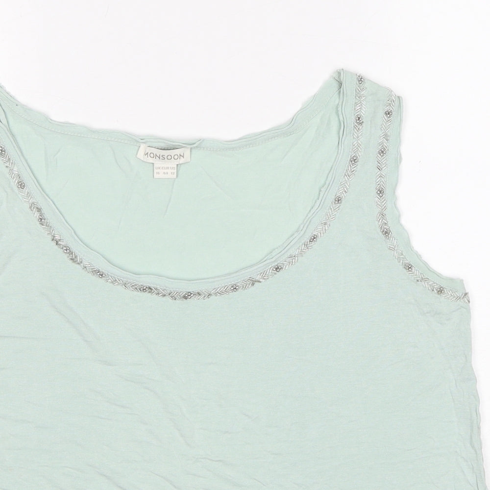 Womens UK Size 16 Monsoon Green Basic Tank