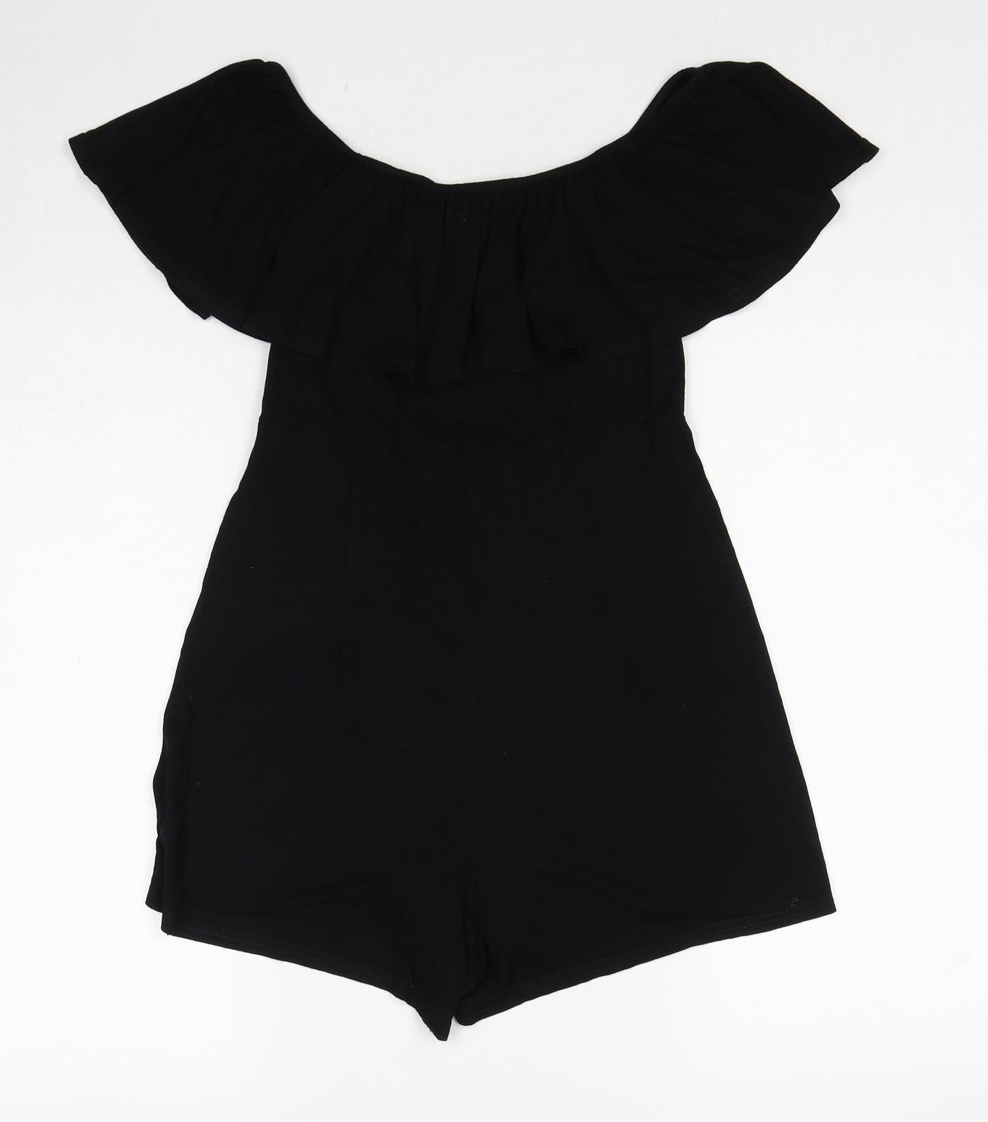 Missguided Womens Black Viscose Playsuit One-Piece Size 8 Pullover