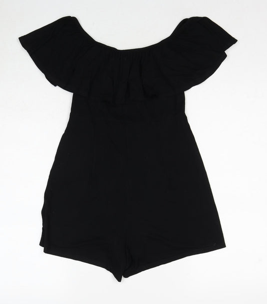 Missguided Womens Black Viscose Playsuit One-Piece Size 8 Pullover