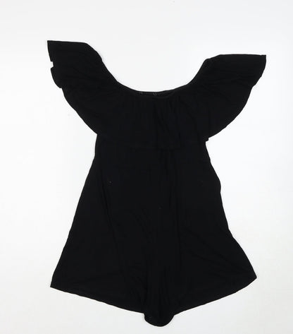 Missguided Womens Black Viscose Playsuit One-Piece Size 8 Pullover