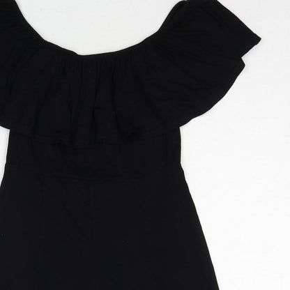 Missguided Womens Black Viscose Playsuit One-Piece Size 8 Pullover