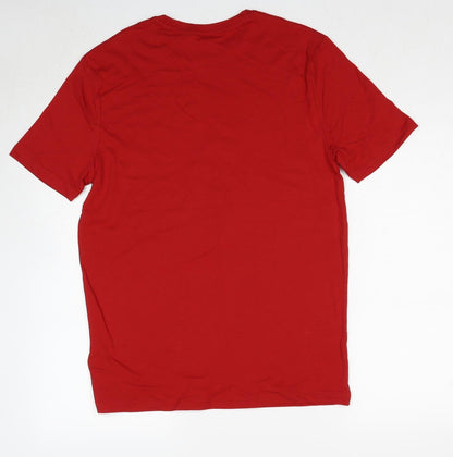 Marks and Spencer Mens Red Cotton T-Shirt Size S Round Neck - Brew-Dolph Christmas