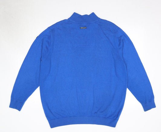 Stuburt Mens Blue Mock Neck Acrylic Pullover Jumper Size XL Long Sleeve