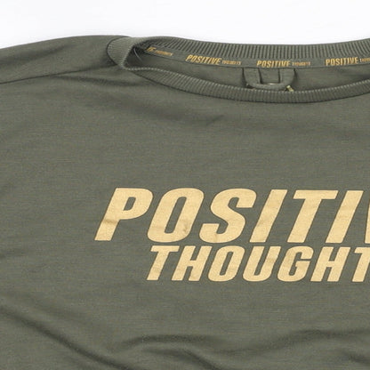 Zara Girls Green Polyester Pullover Sweatshirt Size 11-12 Years Pullover - Positive Thoughts
