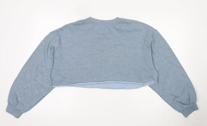 H&M Womens Blue Cotton Pullover Sweatshirt Size M - Grateful & Honest, Cropped