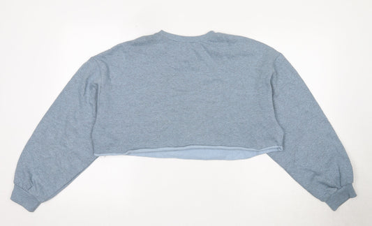 H&M Womens Blue Cotton Pullover Sweatshirt Size M - Grateful & Honest, Cropped
