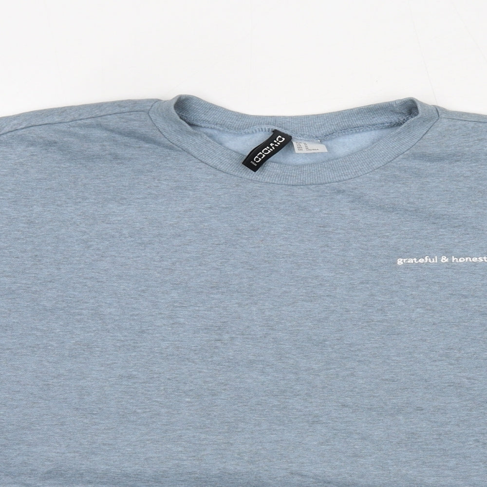 H&M Womens Blue Cotton Pullover Sweatshirt Size M - Grateful & Honest, Cropped