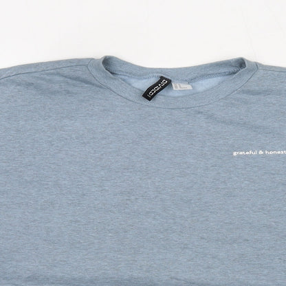 H&M Womens Blue Cotton Pullover Sweatshirt Size M - Grateful & Honest, Cropped