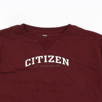 Marks and Spencer Boys Red Cotton Pullover Sweatshirt Size 11-12 Years - Citizen Of Somewhere