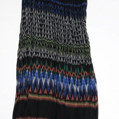 New Look Womens Black Geometric Viscose Maxi Size 8 Square Neck Pullover - Strapless
