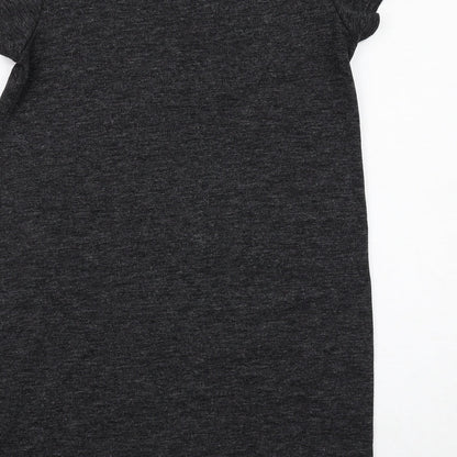 Adrienne Vittadini Womens Grey Polyester T-Shirt Dress Size L Boat Neck Pullover