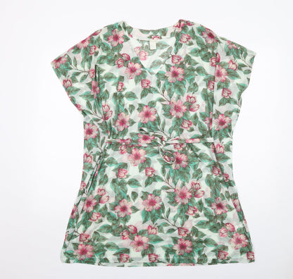 H&M Womens Multicoloured Floral Polyester Mini Size S V-Neck Pullover