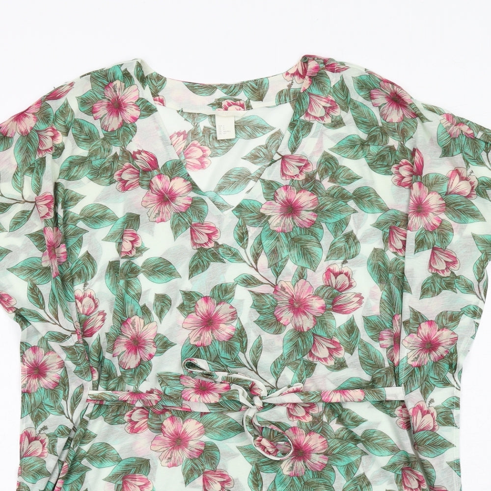 H&M Womens Multicoloured Floral Polyester Mini Size S V-Neck Pullover