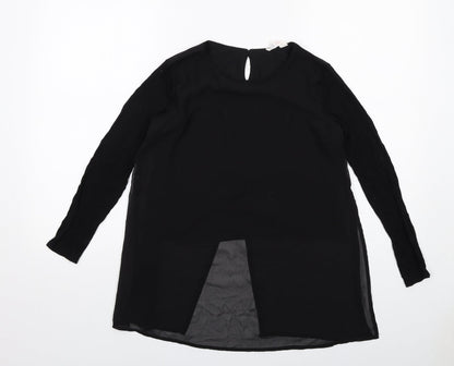 H&M Girls Black Polyester Basic Blouse Size 12-13 Years Round Neck Buckle