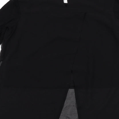 H&M Girls Black Polyester Basic Blouse Size 12-13 Years Round Neck Buckle