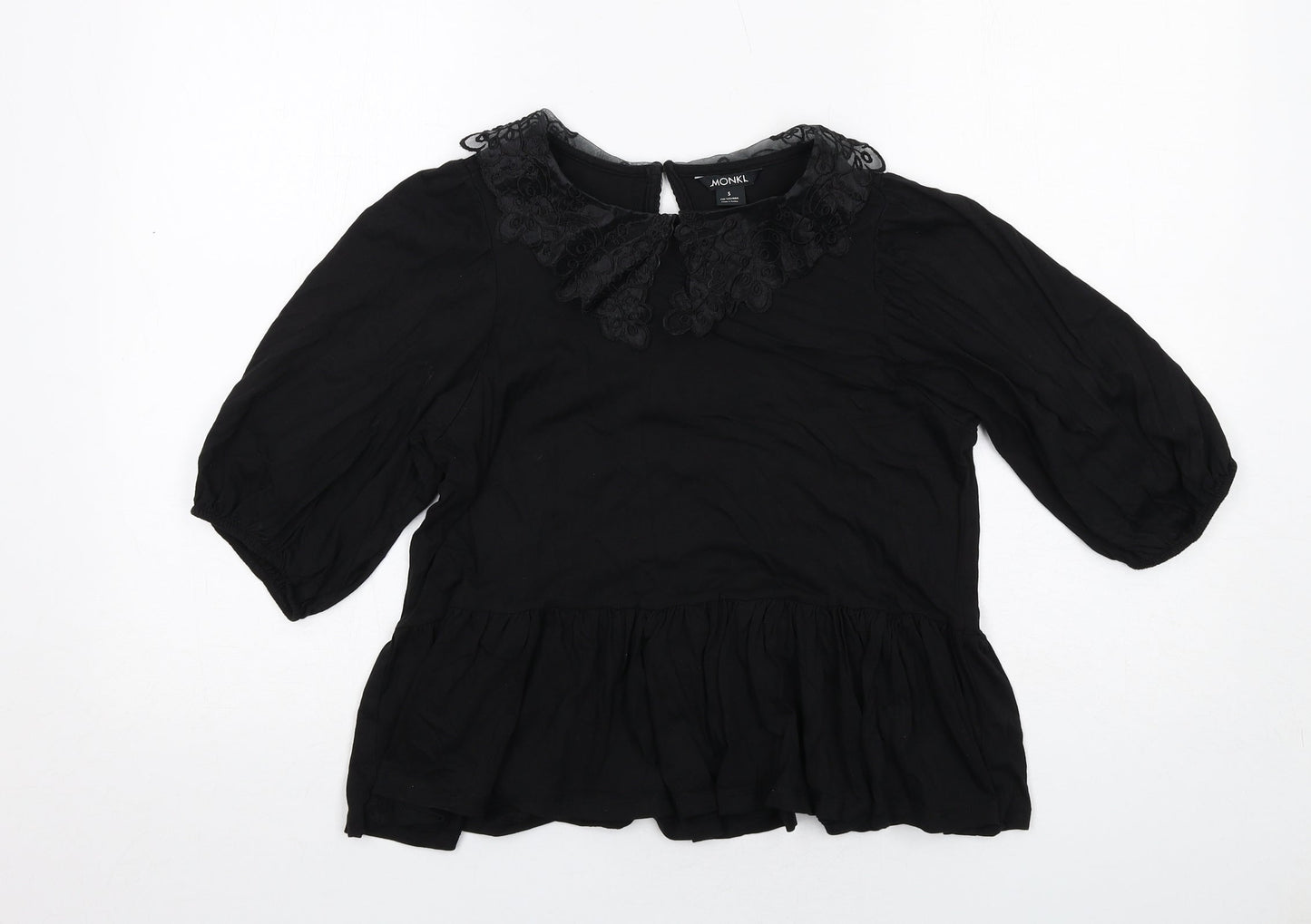 Womens UK Size S Monki Black Basic Blouse