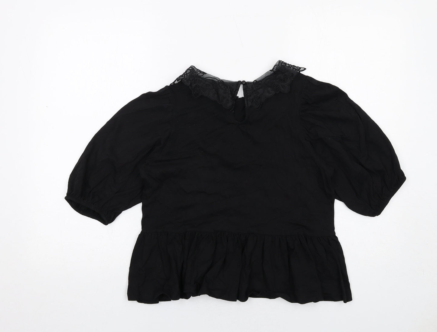 Womens UK Size S Monki Black Basic Blouse