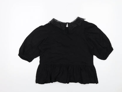 Womens UK Size S Monki Black Basic Blouse