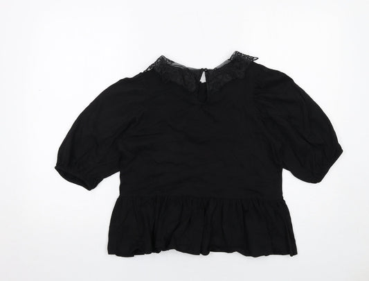 Womens UK Size S Monki Black Basic Blouse